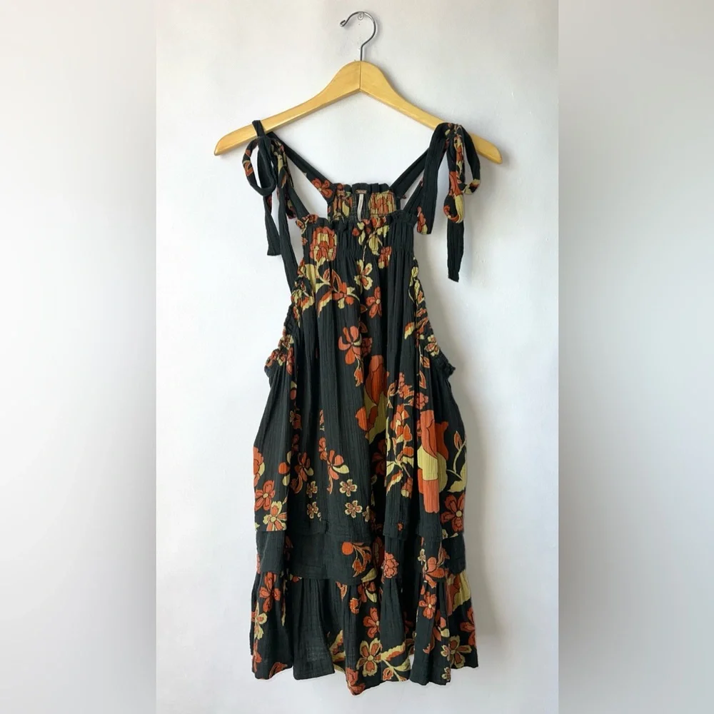FREE PEOPLE Fluer Floral Printed Tunic Dress Top Sundress Beach‎ Summer Sz XS